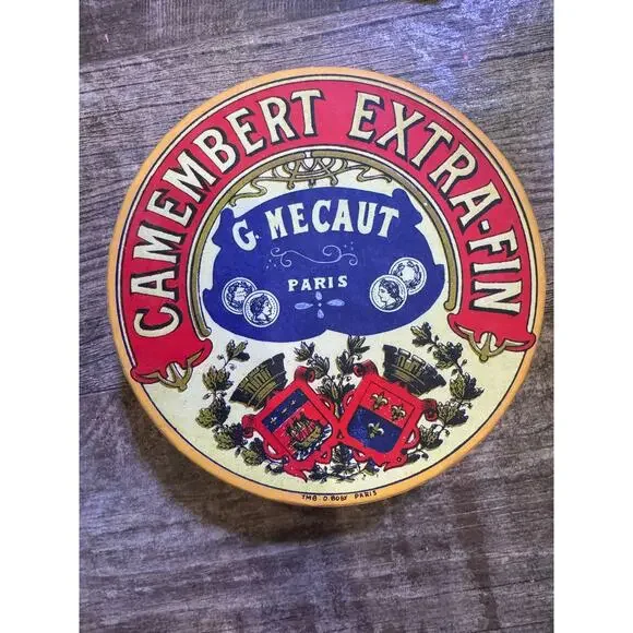 Set of 4 Camembert Extra-Fin G Mecaut Paris Cheese Label Plates 2004 - Picture 1 of 6